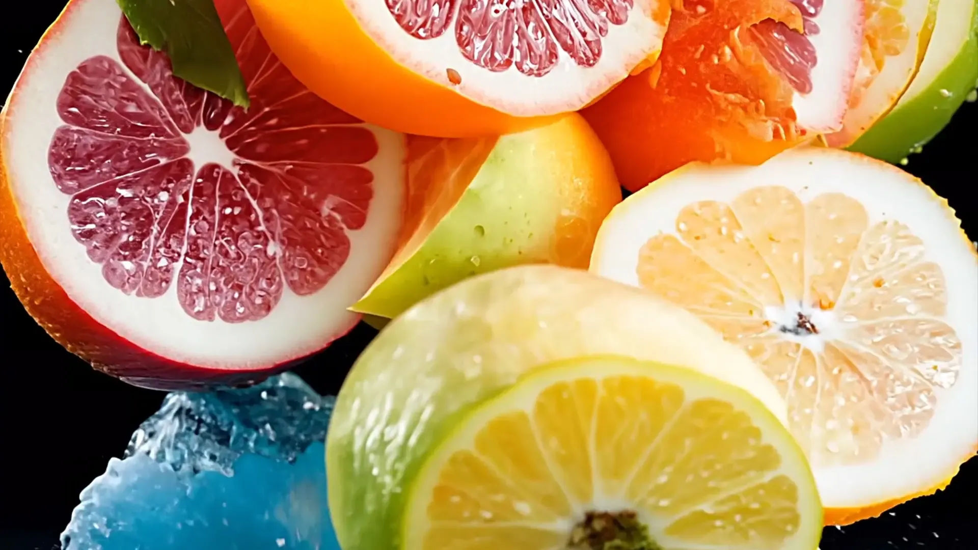 Colorful Fruit Overlay for Nutrition and Wellness Videos